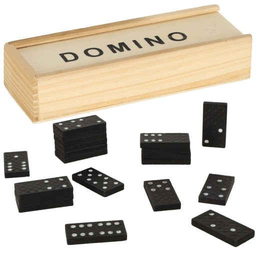 DOMINO DREWNIANE KLOCKI GRA RODZINNA + PUDEłKO