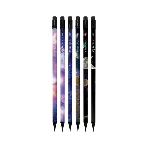 Карандаш HB Galaxy Interdruk MIX с ластиком