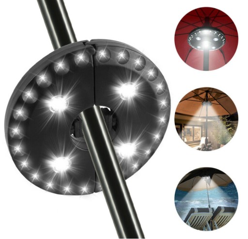 LAMPA LED POD PARASOL OGRODOWY 3 TRYBY CZARNA 16CM