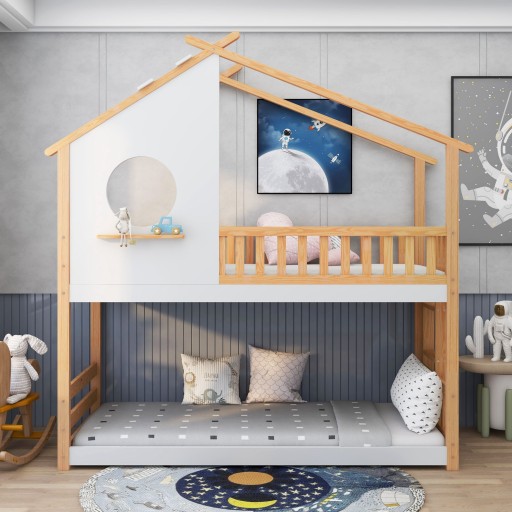 Łóżeczko domek Łóżko piętrowe 90x200 w drabina