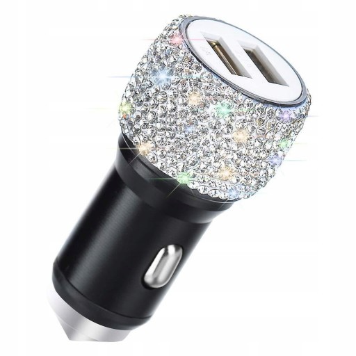 Blue Bling 2x USB 24V 2,1A Серебряное автомобильное зарядное устройство