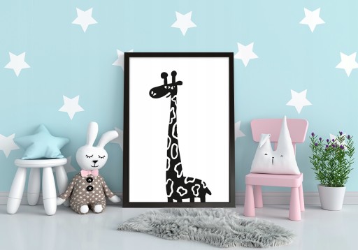 OBRAZ PLAKAT W RAMIE 33x43 cm Żyrafa PD039