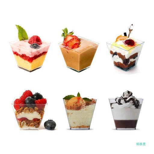 Чашки Контейнеры для десертов Квадратные чашки 24 pcs Назначение Десертный сладкий стол