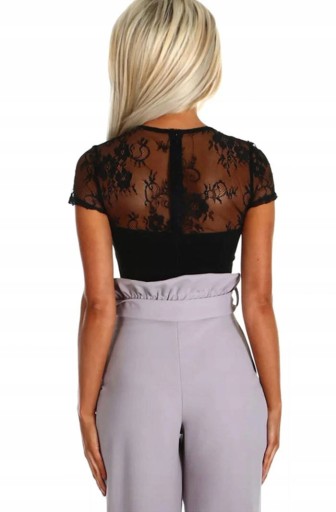 Трусики LACE с короткими рукавами BODY на молнии - ЧЕРНЫЙ L