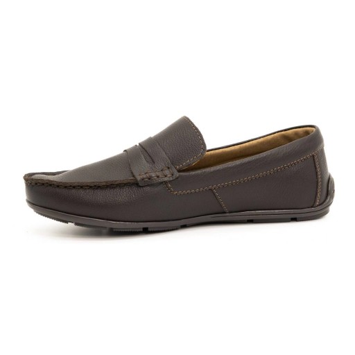 Buty męskie mokasyny naturalna skóra licowa 894MA brązowe slip on 45