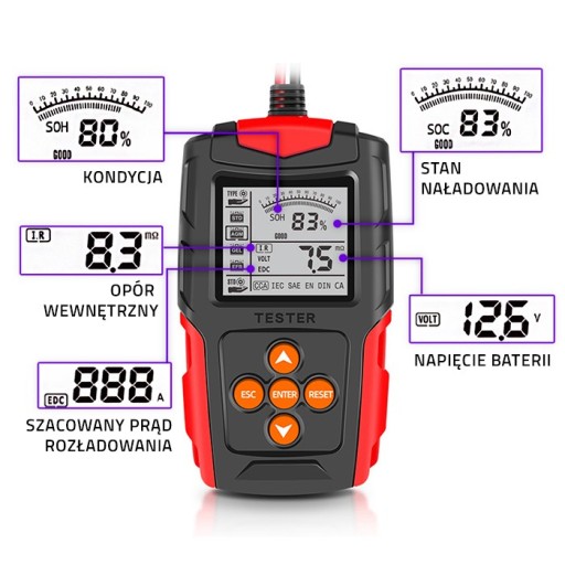 Цифровой тестер GEL VRLA EFB STD 12V/24V 3AH-200AH Метр аккумулятор