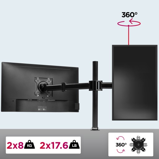 Duronic DM252 BK Двойной держатель монитора, 2 экрана