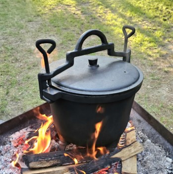 ЧУГУННЫЙ КАУДЕЛЬ, Венгерский охотничий котелок, жареное мясо, 8л, для камина ГРИЛЬ