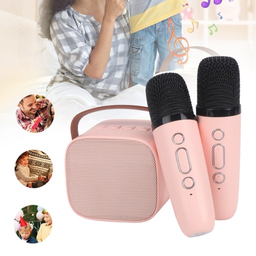 ZESTAW DO KARAOKE Z 2 MIKROFONAMI MASZYNA DO KARAOKE LED PREZENT DLA DZIECI