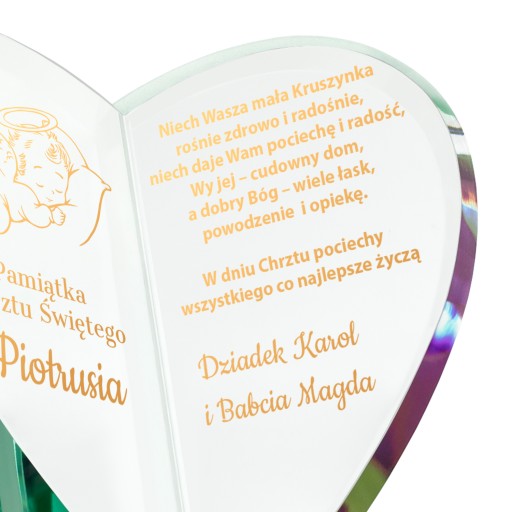 Сувенир КРЕЩЕНИЕ, статуэтка сердечко, ГРАВИРОВКА подарок