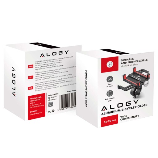 Велосипедный держатель Alogy для телефона диаметром 55–95 мм