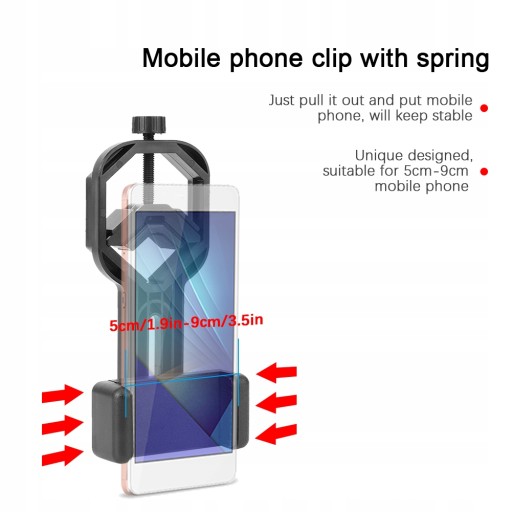 Plastikowy czarny uchwyt na telefon komórkowy do