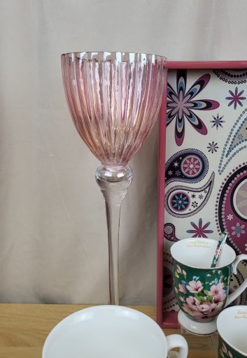 ŚWIECZNIK KIELICH RÓŻOWY 40CM