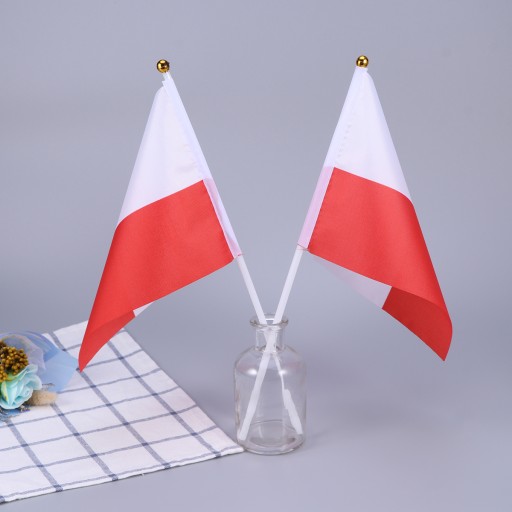 50 шт. МАЛЕНЬКИЙ ФЛАГ ПОЛЬШИ РУЧНОЙ РАБОТЫ НА РУЧКЕ ЗНАМЯ МЕЖДУНАРОДНОГО ФЛАГА