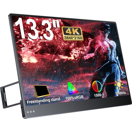 Przenośny monitor do gier UPERFECT 13,3” 4K 60 Hz 1500:1 300 Nit Podstawka IPS