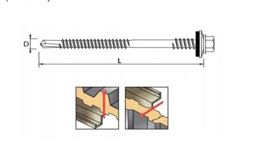 ETANCO - WKRĘT GTR6 Dachy - płyta warstwowa 100szt. dł. 125mm RAL7024