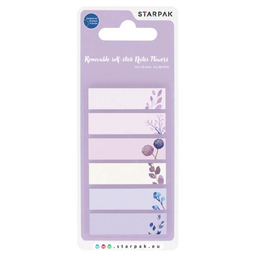 Самоклеящиеся блокноты ИНДЕКСАЦИЯ 44х12мм/20к ФИОЛЕТОВЫЙ 6 дизайнов STARPAK