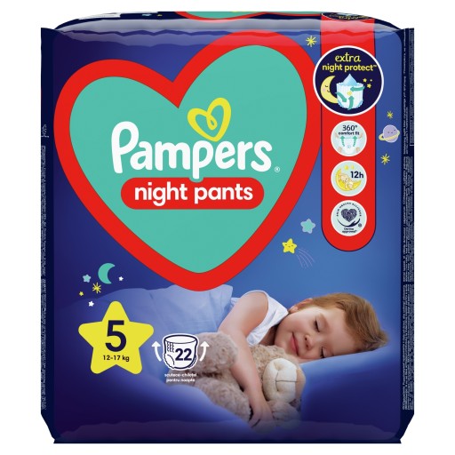 Pieluchomajtki Pampers Night Pants Rozmiar 5 (12-17kg) 4x22szt. = 88 szt.