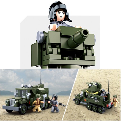Кирпичи ГАЗ-60 ГРУЗОВИК Войска, пушка, миномет + 2 LEGO ОРУЖИЯ