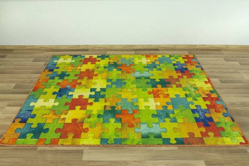 DYWAN DZIECIĘCY DO POKOJU DZIECI KOLOROWY PUZZLE NA WYMIAR FILC 200x200 cm
