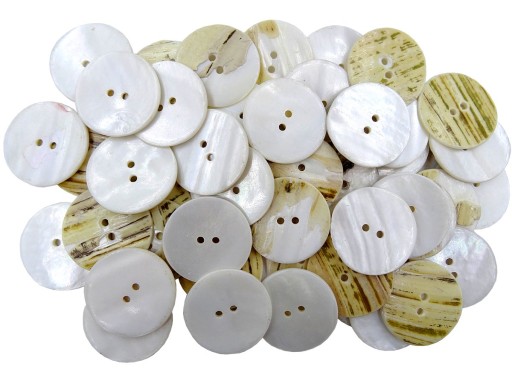 20mm Guziki AKOJA z masy perłowej BIAŁE PERŁOWE JASNE ECRU K404 18961