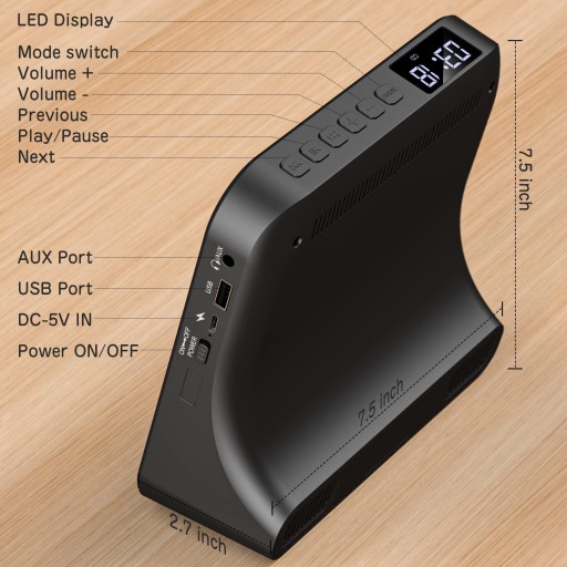 Портативный проигрыватель компакт-дисков с аккумулятором, AUX USB FM LCD
