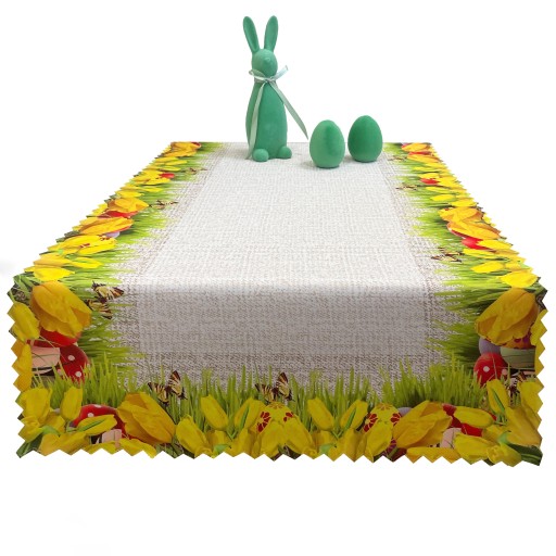 BIEŻNIK WIELKANOCNY WIELKANOC KWIATY TULIPANY MOTYLE 50x100