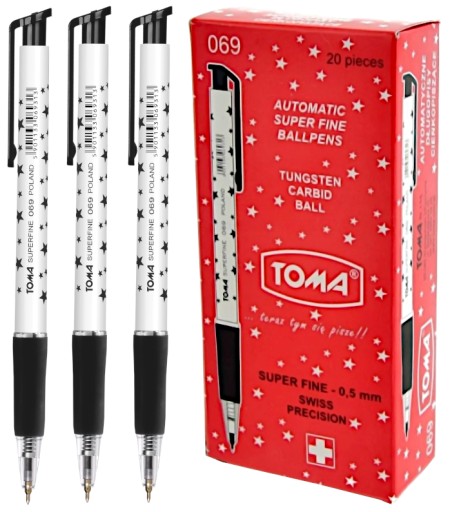 Toma Superfine 069 Шариковая ручка со звездами черная, 20 шт.