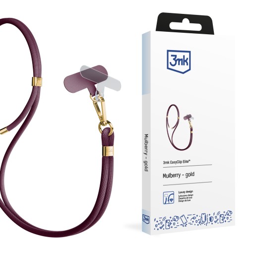 Fioletowa regulowana smycz na szyję do telefonu/smartfona3mk EasyClip Elite