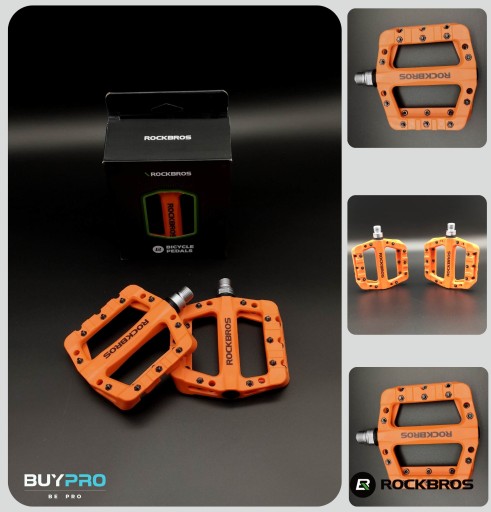 Pedały Platformowe Lekkie Pomarańczowe do Roweru MTB Nylon ROCKRBOS