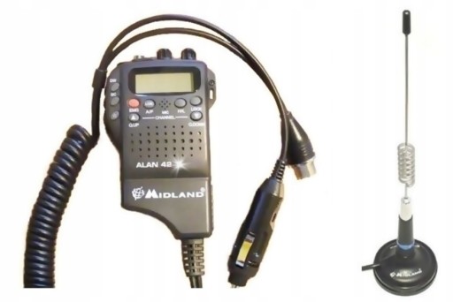 МАЛЕНЬКАЯ РАДИО CB MIDLAND ALAN 42 DS + КОРОТКАЯ АНТЕННА MIDLAND LC29 + НАКЛЕЙКА