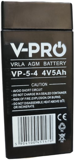 Тяжелый гелевый аккумулятор VPRO 4V 5Ah для кассового аппарата