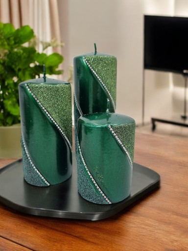 ŚWIECA ozdobna BOLERO NEW zielony 14cm ARTMAN walec