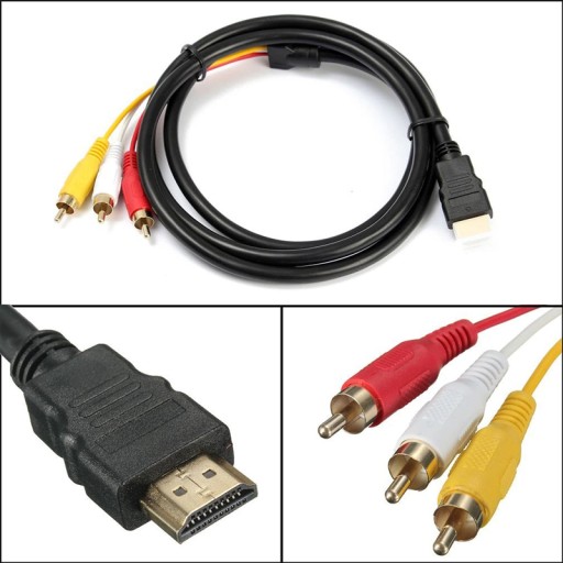 KABEL ADAPTER PRZEJŚCIÓWKA PRZEWÓD 3X RCA CINCH HDMI 2.0 AUDIO VIDEO 1,5M