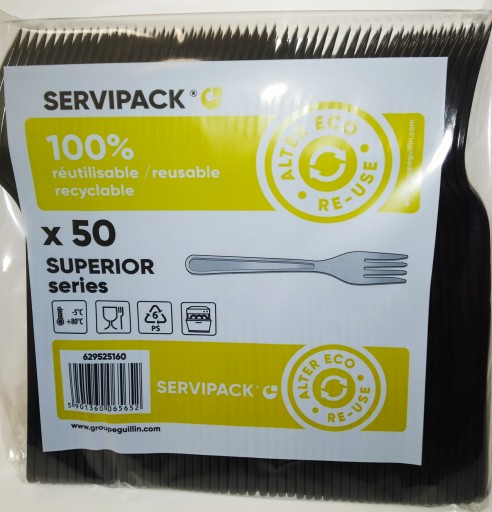 Вилки пластиковые Superior, 50 шт, ЧЕРНЫЕ