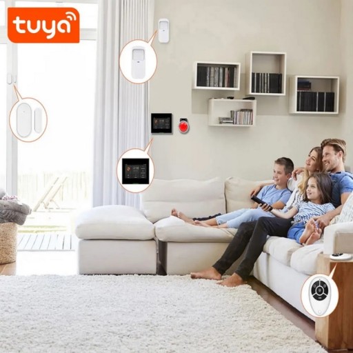 БЕСПРОВОДНАЯ СИГНАЛИЗАЦИЯ 4,3' GSM WiFi ДВЕРНОЙ ЗВОНОК TUYA SMART PL + 4xPIR