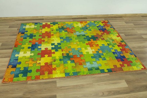 DYWAN DZIECIĘCY DO POKOJU DZIECI KOLOROWY PUZZLE NA WYMIAR FILC 200x200 cm