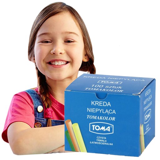 TOMA МЕЛ ЦВЕТНОЙ ШКОЛЬНЫЙ БЕЗ ПЫЛИ, КРУГЛЫЙ