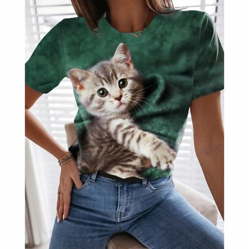 ФУТБОЛКА ЖЕНСКАЯ, ФУТБОЛКА С ПОЛНЫМ ПРИНТОМ 3D CAT