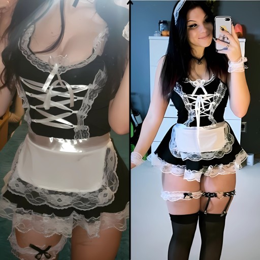 SEXY KOSTIUM CZARNY NIEGRZECZNA POKOJÓWKA STRÓJ EROTYCZNY POKOJÓWKI SEX M