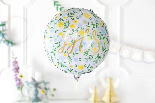BALON FOLIOWY KWIATUSZKI IHS 45CM KOMUNIA-0871