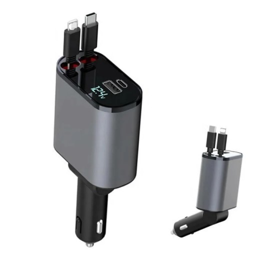 Wysuwana, szybka ładowarka samochodowa USB C z cy