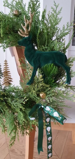 Зимний рождественский венок Green Reindeer 60 см зелено-золотой венок