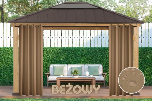 ZASŁONA WODOODPORNA 155x220 NA PRZELOTKACH BRĄZOWA