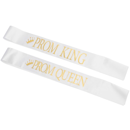 Бронзирующие ленты для костюмов Prom Queen Sash Care белого цвета