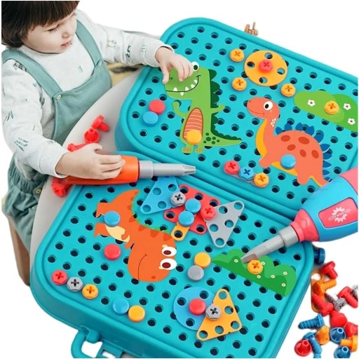 Zestaw klocków konstrukcyjnych w walizce Układanka 228 el Wkrętarka Puzzle