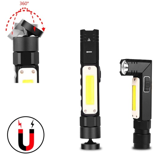 УГЛОВОЙ ФОНАРЬ АККУМУЛЯТОРНЫЙ МАГНИТ USB COB XML 6в1