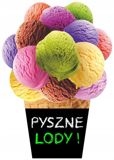 TABLICA KREDOWA LODY GAŁKI WISZĄCA LÓD REKLAMOWY