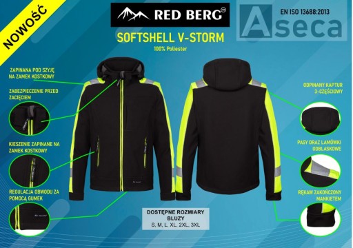 Светоотражающая куртка V-STORM Softshell REDBERG r.L