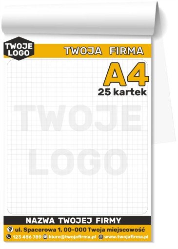 BLOCZKI klejone A4 NOTESY reklamowe LOGO 200 sztuk